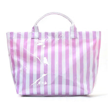 Load image into Gallery viewer, Waterproof Glossy Stripe Tote Bags - Lavender &amp; White