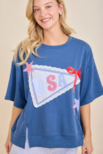 Load image into Gallery viewer, FASHION SHOW USA Lace Ribbon Top - Navy
