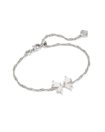 Kendra Scott Blair Silver Bow Small Delicate Chain Bracelet in Iridescent Drusy