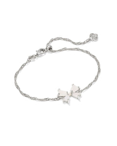 Kendra Scott Blair Silver Bow Small Delicate Chain Bracelet in Iridescent Drusy