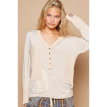 Load image into Gallery viewer, Emmie Patched Henley Top - Oatmeal