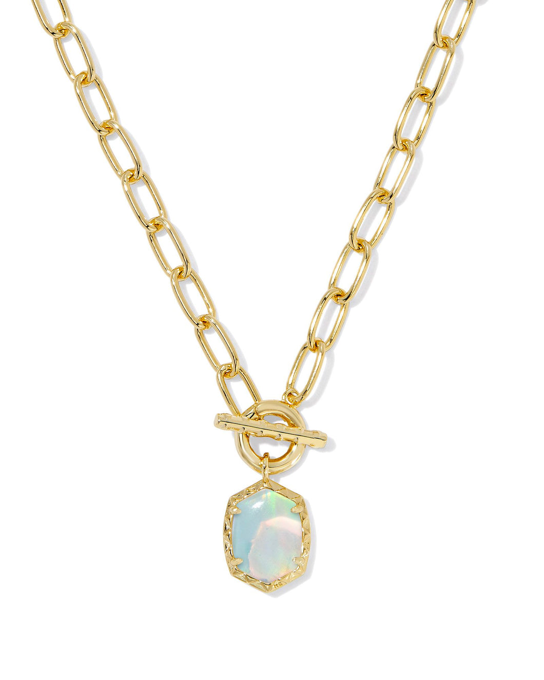 Kendra Scott Daphne Gold Chain Necklace in White Opalescent Resin