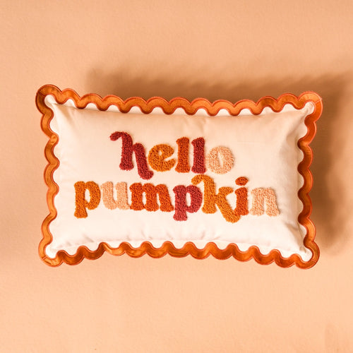 The Darling Effect Scalloped Throw Pillow - Hello Pumpkin