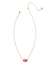 Load image into Gallery viewer, Kendra Scott Elisa Gold Color Burst Frame Short Pendant Necklace in Neon Pink Magnesite