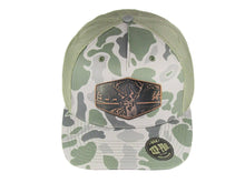 Load image into Gallery viewer, Buck Old School Camo Trucker Hat. Hand Burnished patch