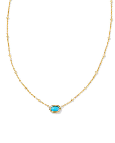 Kendra Scott Mini Elisa Gold Satellite Short Pendant Necklace in Turquoise Magnesite