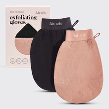 Load image into Gallery viewer, Kitsch Eco-Friendly Exfoliating Gloves 2pc - Black &amp; Terracotta