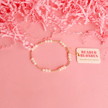 Load image into Gallery viewer, Beaded Blondes: ILY Pearl Bracelet - Standard 6.75"