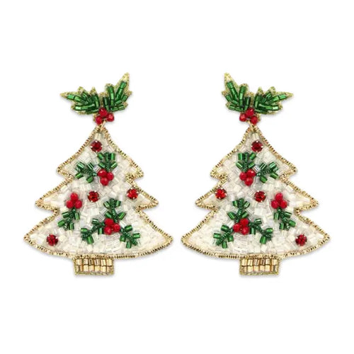 Pierce + Hide Holly Berry Christmas Tree Earrings
