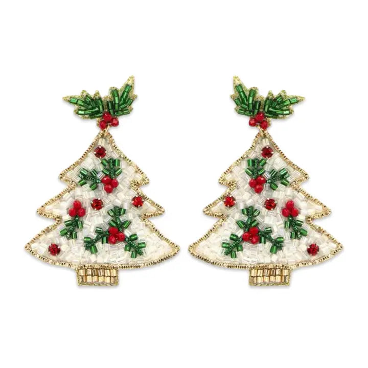 Pierce + Hide Holly Berry Christmas Tree Earrings