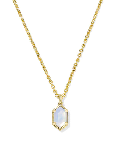 Kendra Scott Hallie Gold Short Pendant Necklace in Opalite Illusion
