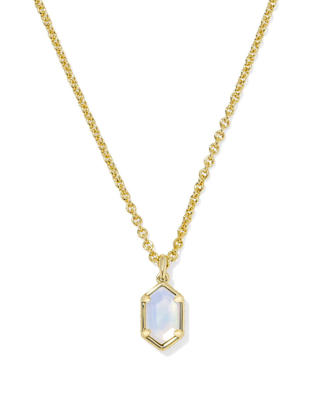Kendra Scott Hallie Gold Short Pendant Necklace in Opalite Illusion