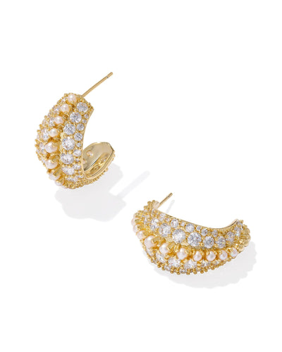 Kendra Scott Krista Gold Hoop Earrings in White Mix