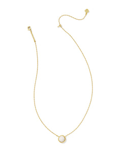 Kendra Scott Volleyball Gold Short Pendant Necklace in White Mother-of-Pearl