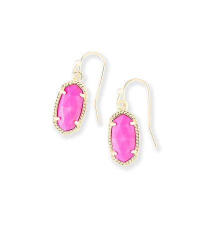 Kendra Scott Lee Gold Drop Earrings in Magenta