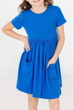 Load image into Gallery viewer, Girl's Royal Blue Pocket Twirl Dress