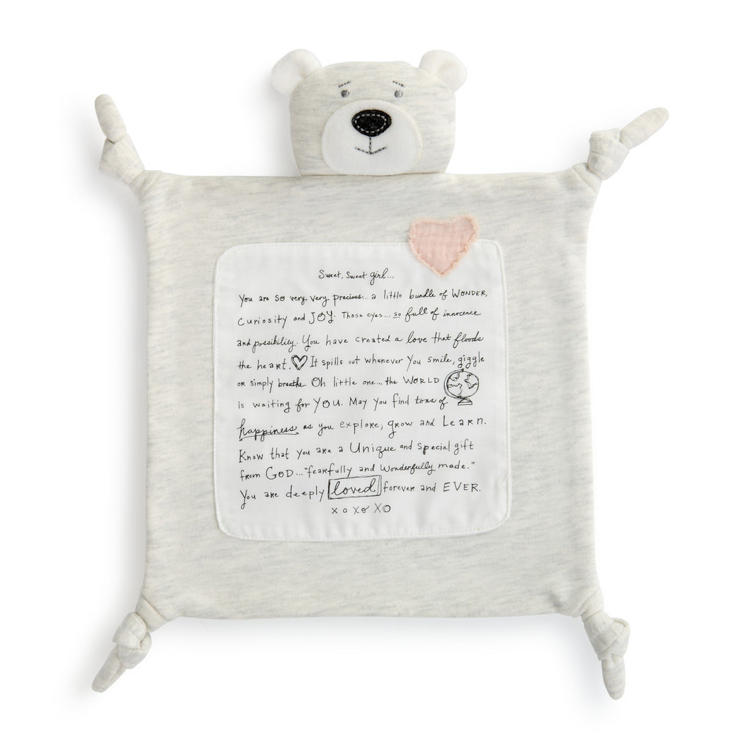 Demdaco Sweet Girl Bear Blankie
