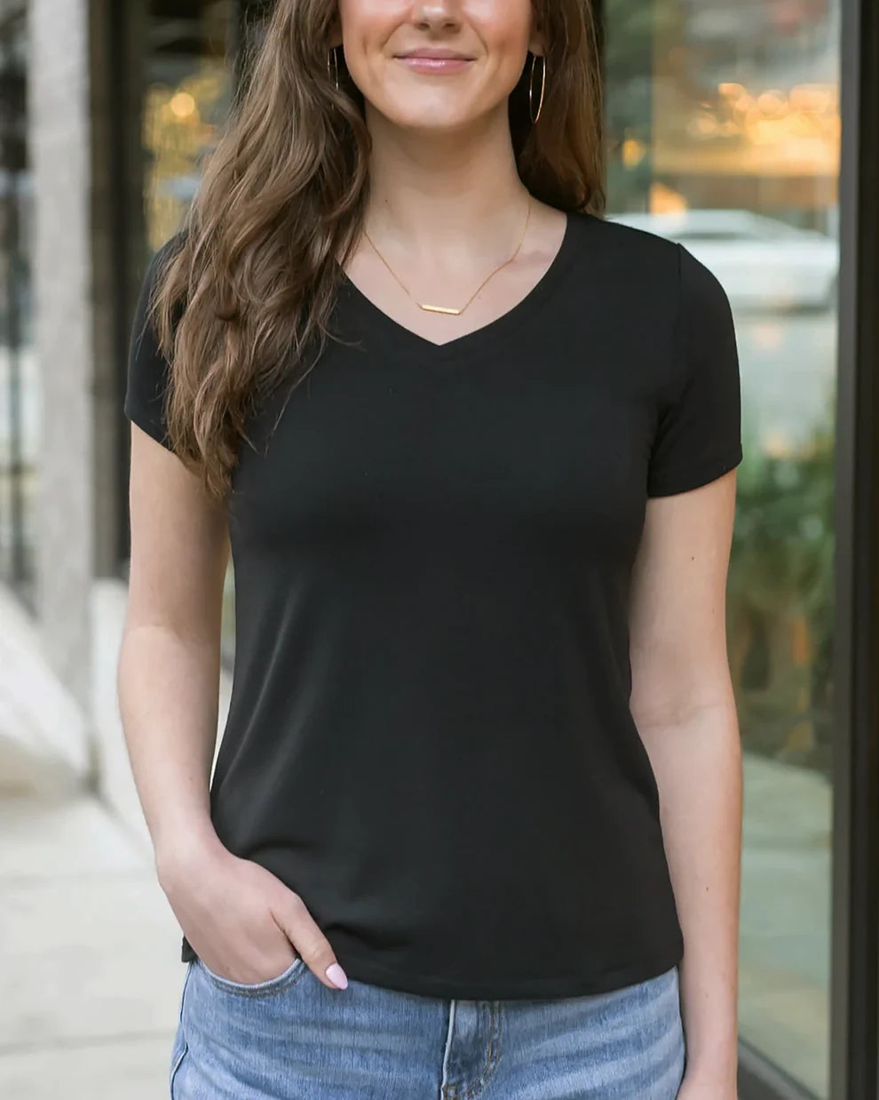 Grace & Lace Best Fit V-Neck Tee - Black