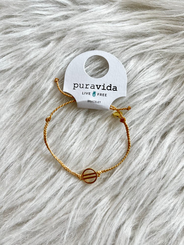 Pura Vida Charm Bracelet - Tan Retro Sun
