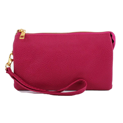 3 Compartment Crossbody/Wristlet- Fuscia Pink