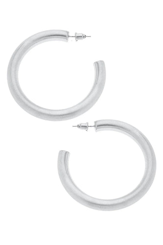 Canvas Isla Hoop Earrings in Silver