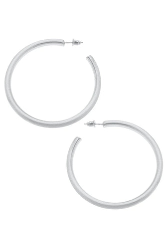 Canvas Ivy Hoop Earrings in Silver