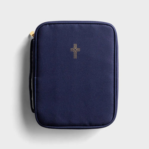 Gold Cross Canvas Bible Cover - Navy