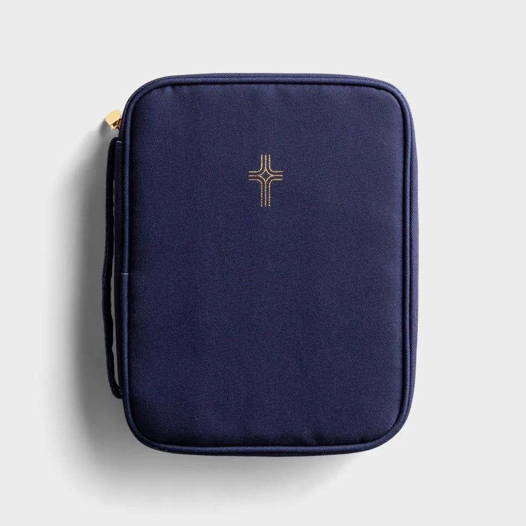 Gold Cross Canvas Bible Cover - Navy