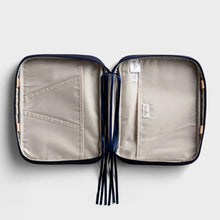 Load image into Gallery viewer, Gold Cross Canvas Bible Cover - Navy