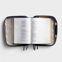 Load image into Gallery viewer, Gold Cross Canvas Bible Cover - Navy