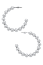 Load image into Gallery viewer, Canvas Jasper Ball Bead Hoop Earrings in Silver