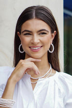 Load image into Gallery viewer, Canvas Jasper Ball Bead Hoop Earrings in Silver