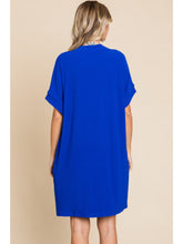 Load image into Gallery viewer, Timeless Ribbed T-Shirt Dress - Royal