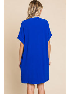 Timeless Ribbed T-Shirt Dress - Royal