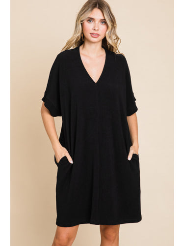 Timeless Ribbed T-Shirt Dress - Black