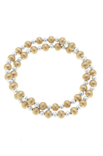 Canvas Kayla Ball Bead Stretch Bracelet Stack in Two Tone