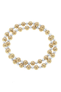 Canvas Kayla Ball Bead Stretch Bracelet Stack in Two Tone