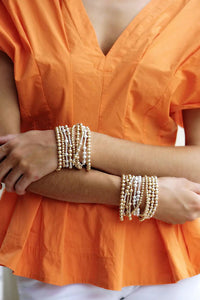 Canvas Kayla Ball Bead Stretch Bracelet Stack in Gold