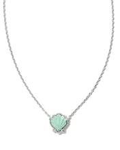 Load image into Gallery viewer, Kendra Scott Brynne Silver Shell Pendant Necklace in Sea Green Chrysocolla