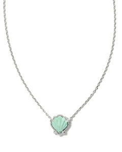 Kendra Scott Brynne Silver Shell Pendant Necklace in Sea Green Chrysocolla