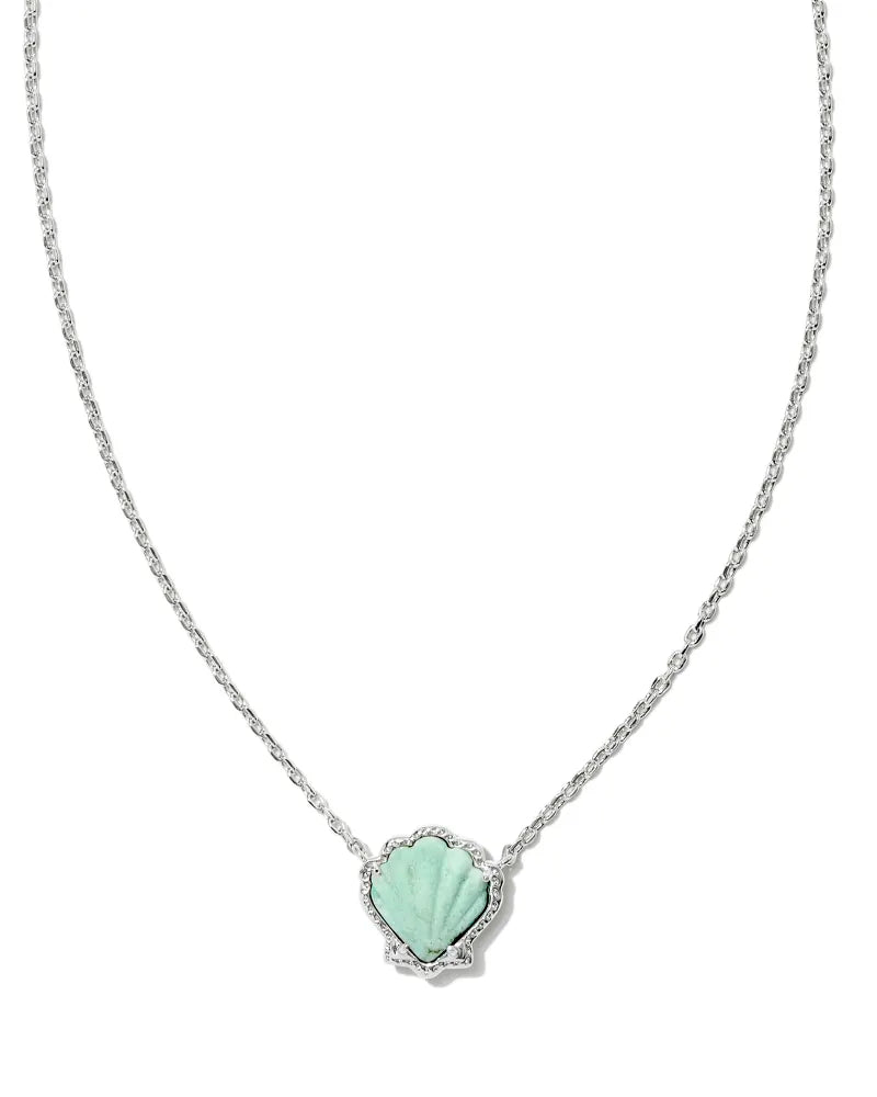 Kendra Scott Brynne Silver Shell Pendant Necklace in Sea Green Chrysocolla