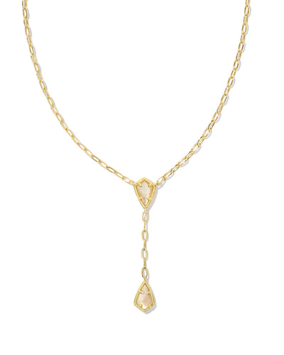 Kendra Scott Camry Gold Y Necklace in Golden Abalone