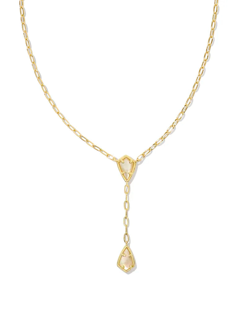 Kendra Scott Camry Gold Y Necklace in Golden Abalone