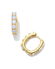 Load image into Gallery viewer, Kendra Scott Chandler Gold Huggie Earrings in White Opalite Mix
