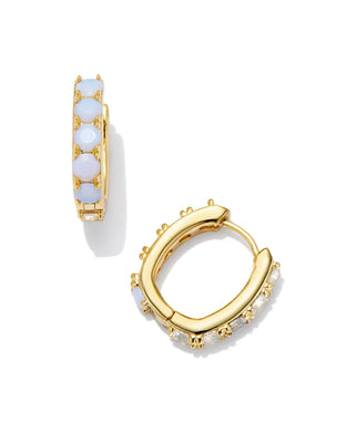 Kendra Scott Chandler Gold Huggie Earrings in White Opalite Mix