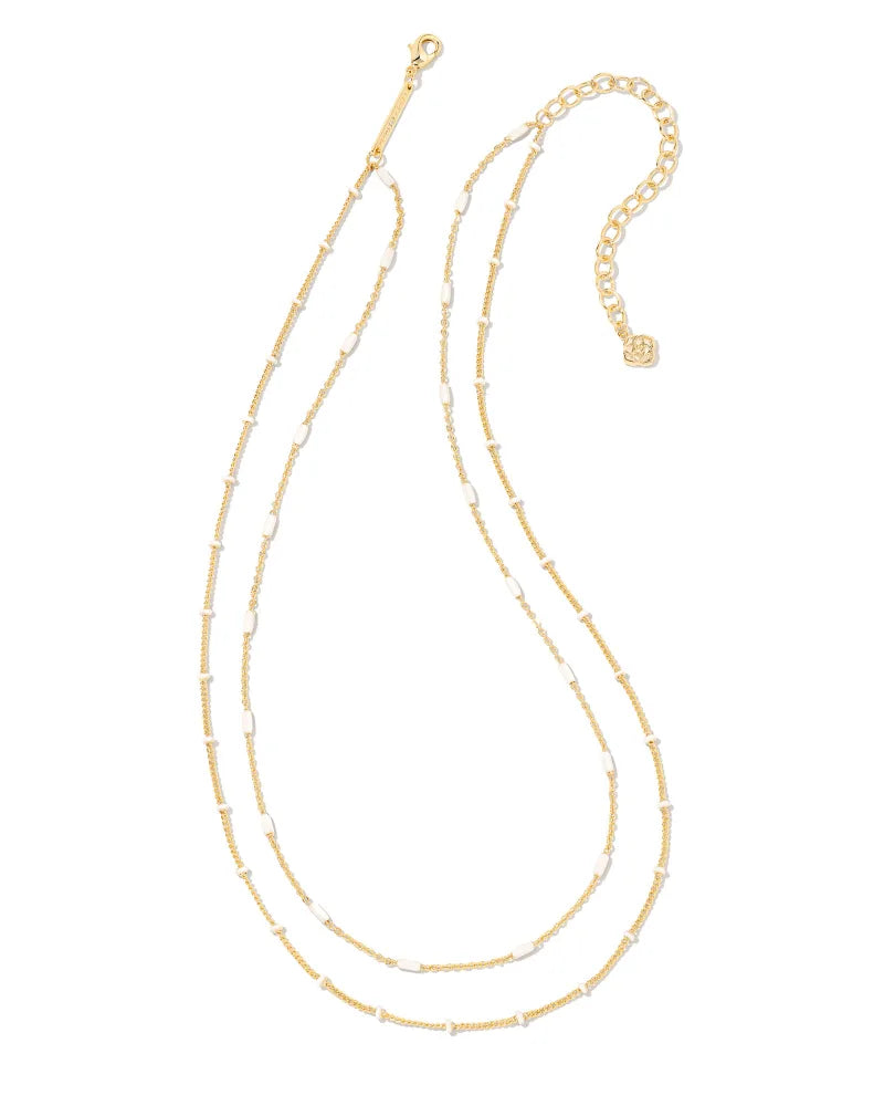 Kendra Scott Dottie Gold Multi Strand Necklace in White
