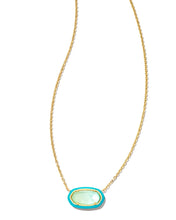 Load image into Gallery viewer, Kendra Scott Elisa Gold Enamel Short Pendant Necklace in Sea Green Ombre Illusion