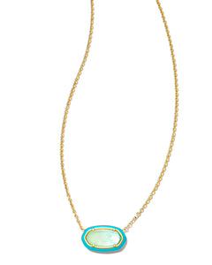 Kendra Scott Elisa Gold Enamel Short Pendant Necklace in Sea Green Ombre Illusion