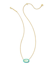 Load image into Gallery viewer, Kendra Scott Elisa Gold Enamel Short Pendant Necklace in Sea Green Ombre Illusion