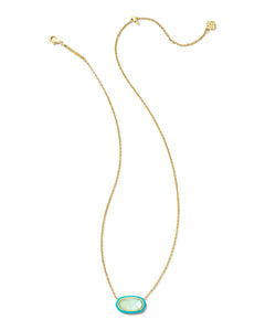 Kendra Scott Elisa Gold Enamel Short Pendant Necklace in Sea Green Ombre Illusion